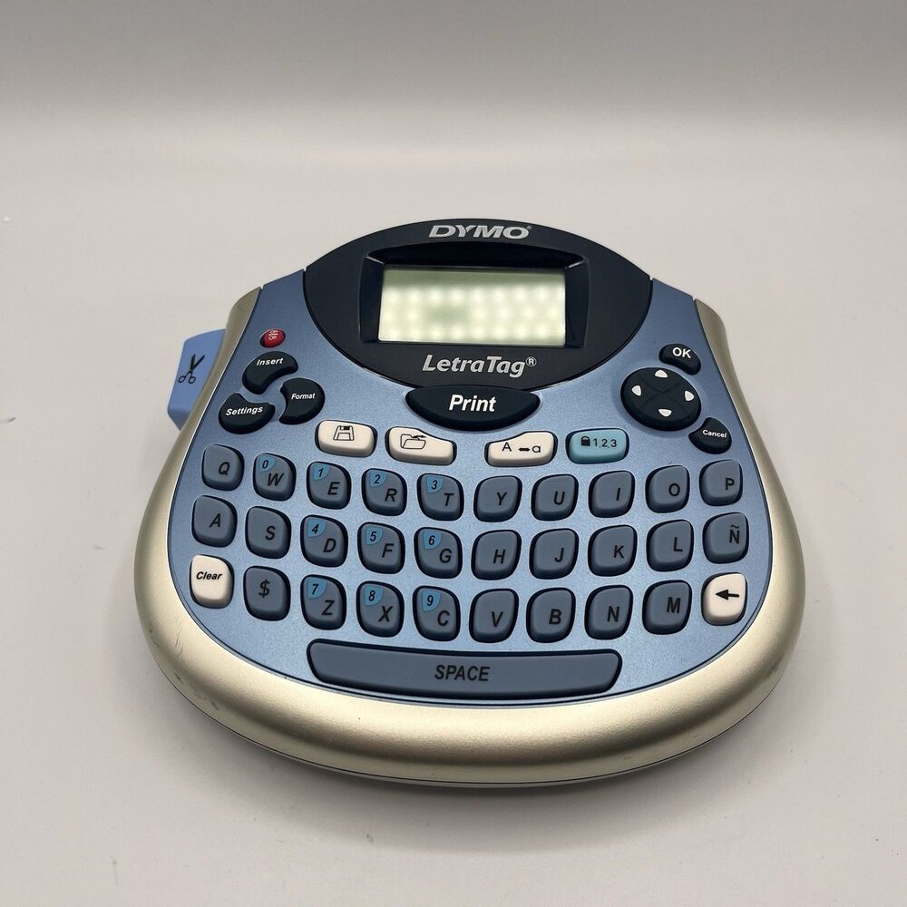 Dymo LetraTag LT-100T Label Thermal Printer Blue Silver - Tested